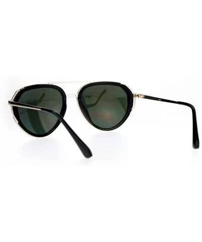 Womens Aviator Sunglasses Retro Fashion Double Frame Mirror Lens UV 400 - Black Gold (Orange Mirror) - CR17YE7X5G2 $8.00 Aviator