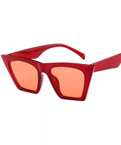 Fashion Women Ladies Oversized Sunglasses Vintage Retro Cat Eye Sun Glasses - Red - CL199U7U7UG $6.24 Cat Eye