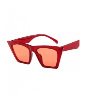 Fashion Women Ladies Oversized Sunglasses Vintage Retro Cat Eye Sun Glasses - Red - CL199U7U7UG $6.24 Cat Eye