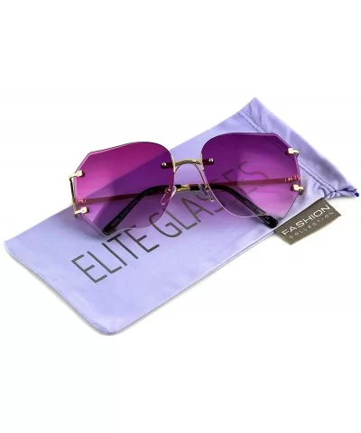 RIMLESS OVERSIZED CLASSIC VINTAGE RETRO Style EYE GLASSES Pink Purple Brown Clear - Purple - CJ17XW0Q79G $9.74 Rimless