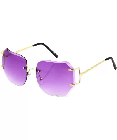 RIMLESS OVERSIZED CLASSIC VINTAGE RETRO Style EYE GLASSES Pink Purple Brown Clear - Purple - CJ17XW0Q79G $9.74 Rimless