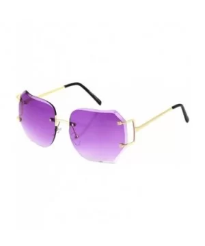 RIMLESS OVERSIZED CLASSIC VINTAGE RETRO Style EYE GLASSES Pink Purple Brown Clear - Purple - CJ17XW0Q79G $9.74 Rimless