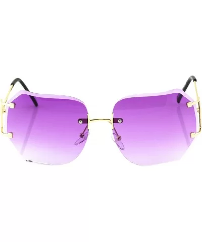 RIMLESS OVERSIZED CLASSIC VINTAGE RETRO Style EYE GLASSES Pink Purple Brown Clear - Purple - CJ17XW0Q79G $9.74 Rimless