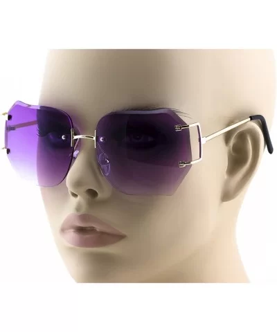 RIMLESS OVERSIZED CLASSIC VINTAGE RETRO Style EYE GLASSES Pink Purple Brown Clear - Purple - CJ17XW0Q79G $9.74 Rimless