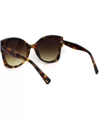 Womens Trendy Inset Lens Butterfly Horn Plastic Sunglasses - Tortoise Brown - CG196R5WDE5 $11.13 Butterfly