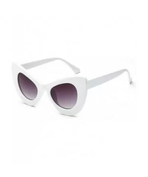 Womens Cat Eye Retro Eyewear Oversized Bold Rim Round Cateye Sunglasses - White Gray - CD18E0H9E8X $18.00 Round