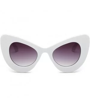 Womens Cat Eye Retro Eyewear Oversized Bold Rim Round Cateye Sunglasses - White Gray - CD18E0H9E8X $18.00 Round