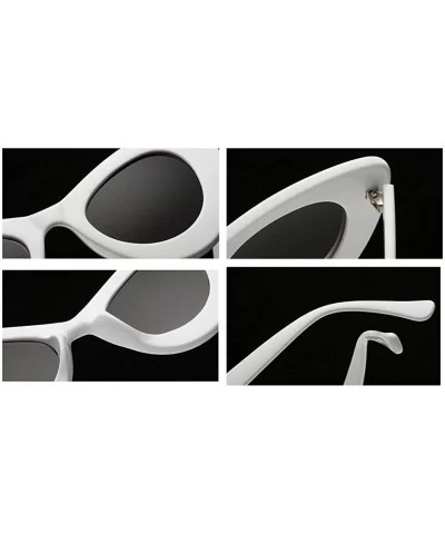 Womens Cat Eye Retro Eyewear Oversized Bold Rim Round Cateye Sunglasses - White Gray - CD18E0H9E8X $18.00 Round