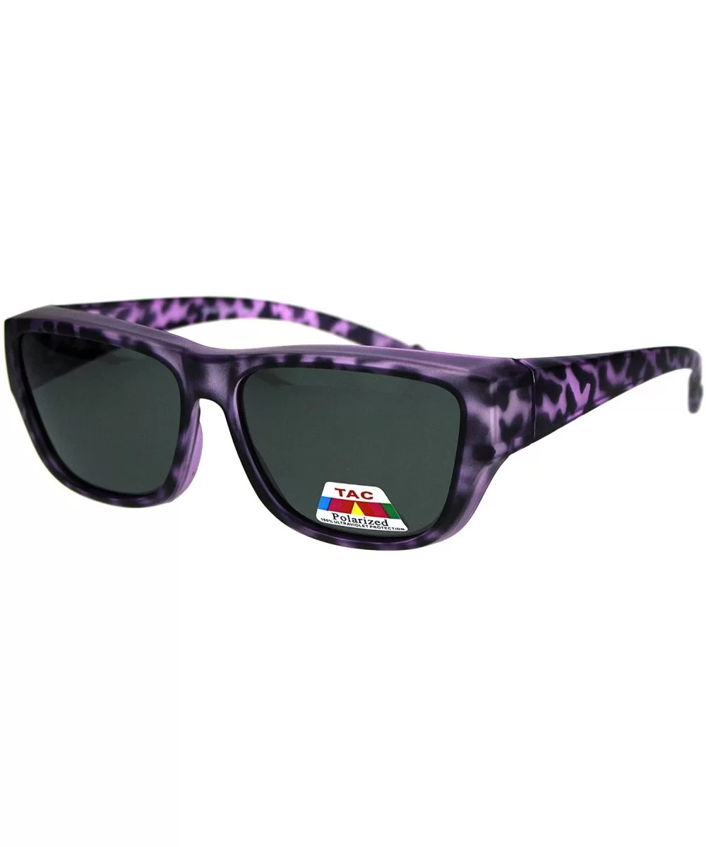 Anti-reflective Polarized Lens Fit Over Rectangular Plastic Sunglasses - Purple Tortoise - CL18LML9UYR $9.73 Rectangular