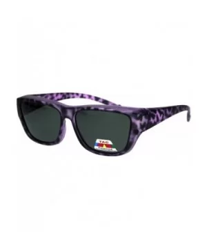 Anti-reflective Polarized Lens Fit Over Rectangular Plastic Sunglasses - Purple Tortoise - CL18LML9UYR $9.73 Rectangular