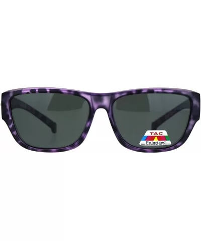 Anti-reflective Polarized Lens Fit Over Rectangular Plastic Sunglasses - Purple Tortoise - CL18LML9UYR $9.73 Rectangular