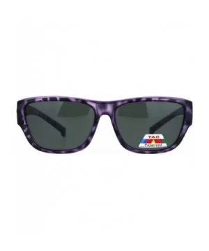 Anti-reflective Polarized Lens Fit Over Rectangular Plastic Sunglasses - Purple Tortoise - CL18LML9UYR $9.73 Rectangular