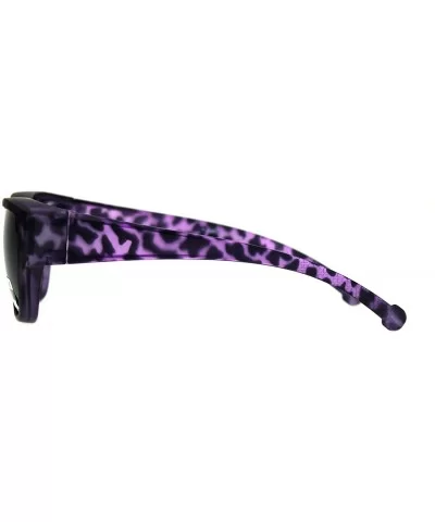 Anti-reflective Polarized Lens Fit Over Rectangular Plastic Sunglasses - Purple Tortoise - CL18LML9UYR $9.73 Rectangular