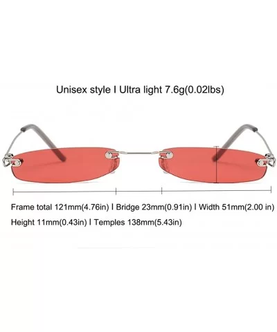 Rimless Tiny Rectangle Sunglasses Clear Colored Lens - Red - CJ199MYI5OG $9.80 Rimless