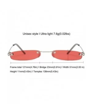 Rimless Tiny Rectangle Sunglasses Clear Colored Lens - Red - CJ199MYI5OG $9.80 Rimless