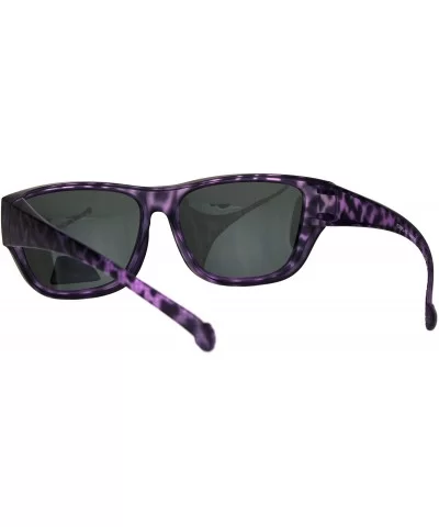 Anti-reflective Polarized Lens Fit Over Rectangular Plastic Sunglasses - Purple Tortoise - CL18LML9UYR $9.73 Rectangular