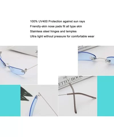 Rimless Tiny Rectangle Sunglasses Clear Colored Lens - Red - CJ199MYI5OG $9.80 Rimless