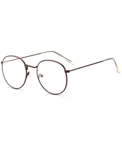 Clear lens Glasses Metal Vintage Retro Fashion Eyewear for Men and women - Brown - CP18CL28WS3 $13.03 Oval