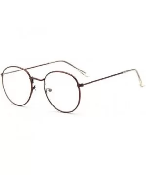 Clear lens Glasses Metal Vintage Retro Fashion Eyewear for Men and women - Brown - CP18CL28WS3 $13.03 Oval