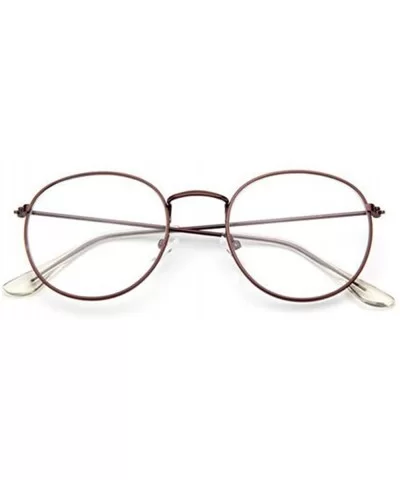 Clear lens Glasses Metal Vintage Retro Fashion Eyewear for Men and women - Brown - CP18CL28WS3 $13.03 Oval