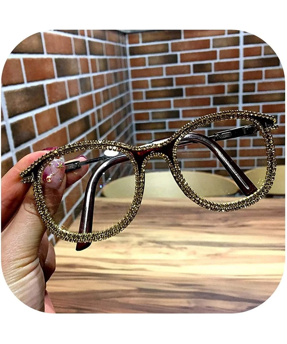 Gold Rhinestone Cat Eye Sunglasses Women Er Shades Sun Glasses Men Vintage Metal Clear Eyewear UV400 Sunglass - CK199C7TD2L $...