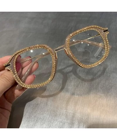 Gold Rhinestone Cat Eye Sunglasses Women Er Shades Sun Glasses Men Vintage Metal Clear Eyewear UV400 Sunglass - CK199C7TD2L $...