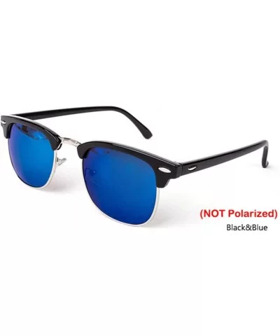 Semi-Rimless Sunglasses Women Men Polarized Retro Eyeglasses - C6 Black Blue - C0194OKCESR $16.44 Rimless