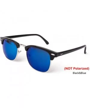 Semi-Rimless Sunglasses Women Men Polarized Retro Eyeglasses - C6 Black Blue - C0194OKCESR $16.44 Rimless