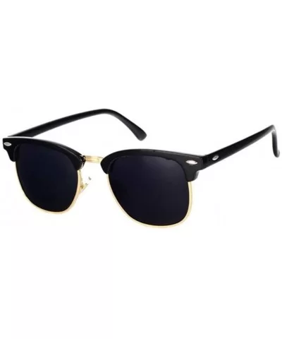 Semi-Rimless Sunglasses Women Men Polarized Retro Eyeglasses - C6 Black Blue - C0194OKCESR $16.44 Rimless