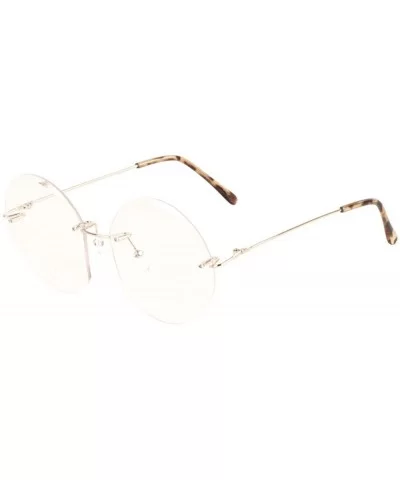 Clear Diamond Edge Cut Round Lens Demi Ears Sunglasses - Gold - CW1996IYLLL $8.91 Round