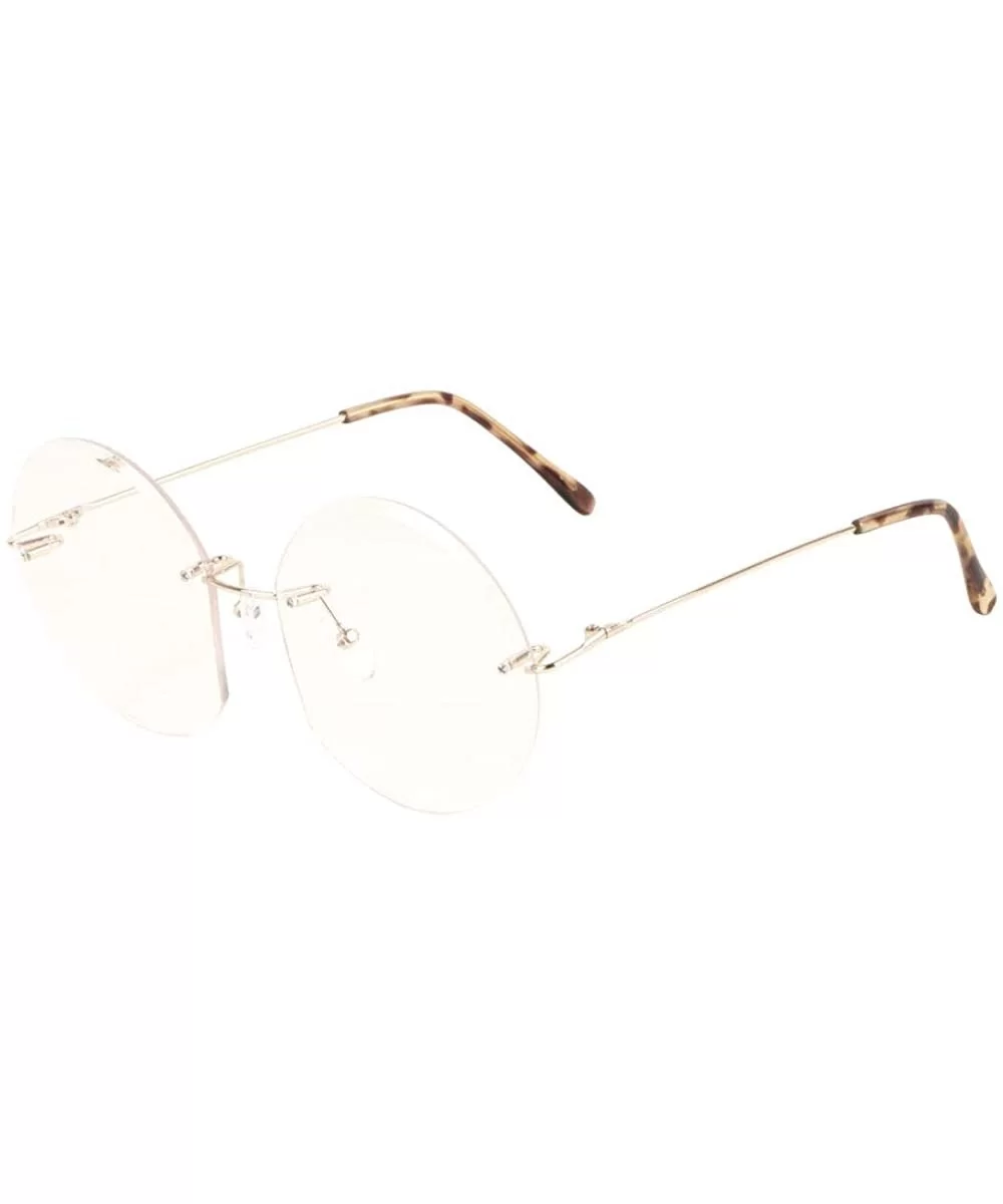 Clear Diamond Edge Cut Round Lens Demi Ears Sunglasses - Gold - CW1996IYLLL $8.91 Round