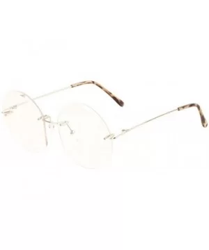 Clear Diamond Edge Cut Round Lens Demi Ears Sunglasses - Gold - CW1996IYLLL $8.91 Round