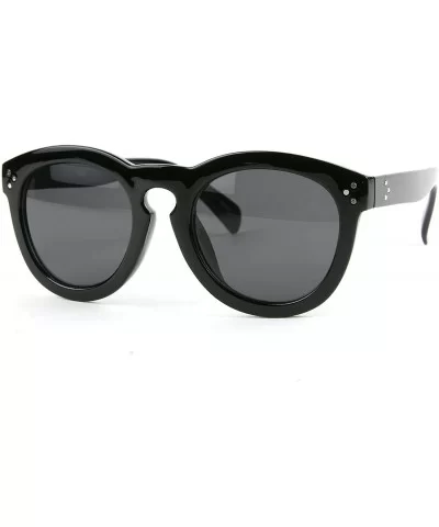 Retro Vintage Style Keyhole Round Sunglasses P2202 - Black-smoke Lens - CA126SM93EJ $10.43 Round