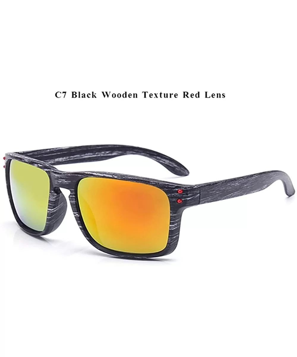 Genuine Wood look reflective UV400 sunglasses 2019 fashion for men and women - C7 - CU18ETCKAA6 $5.26 Rectangular