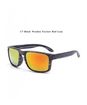 Genuine Wood look reflective UV400 sunglasses 2019 fashion for men and women - C7 - CU18ETCKAA6 $5.26 Rectangular