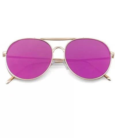 Classic Brow Bar Aviator Flat Lens Sunglasses"Max" (Pink - As Shown) - CO12NVFHZLD $8.86 Aviator