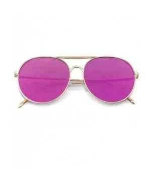 Classic Brow Bar Aviator Flat Lens Sunglasses"Max" (Pink - As Shown) - CO12NVFHZLD $8.86 Aviator