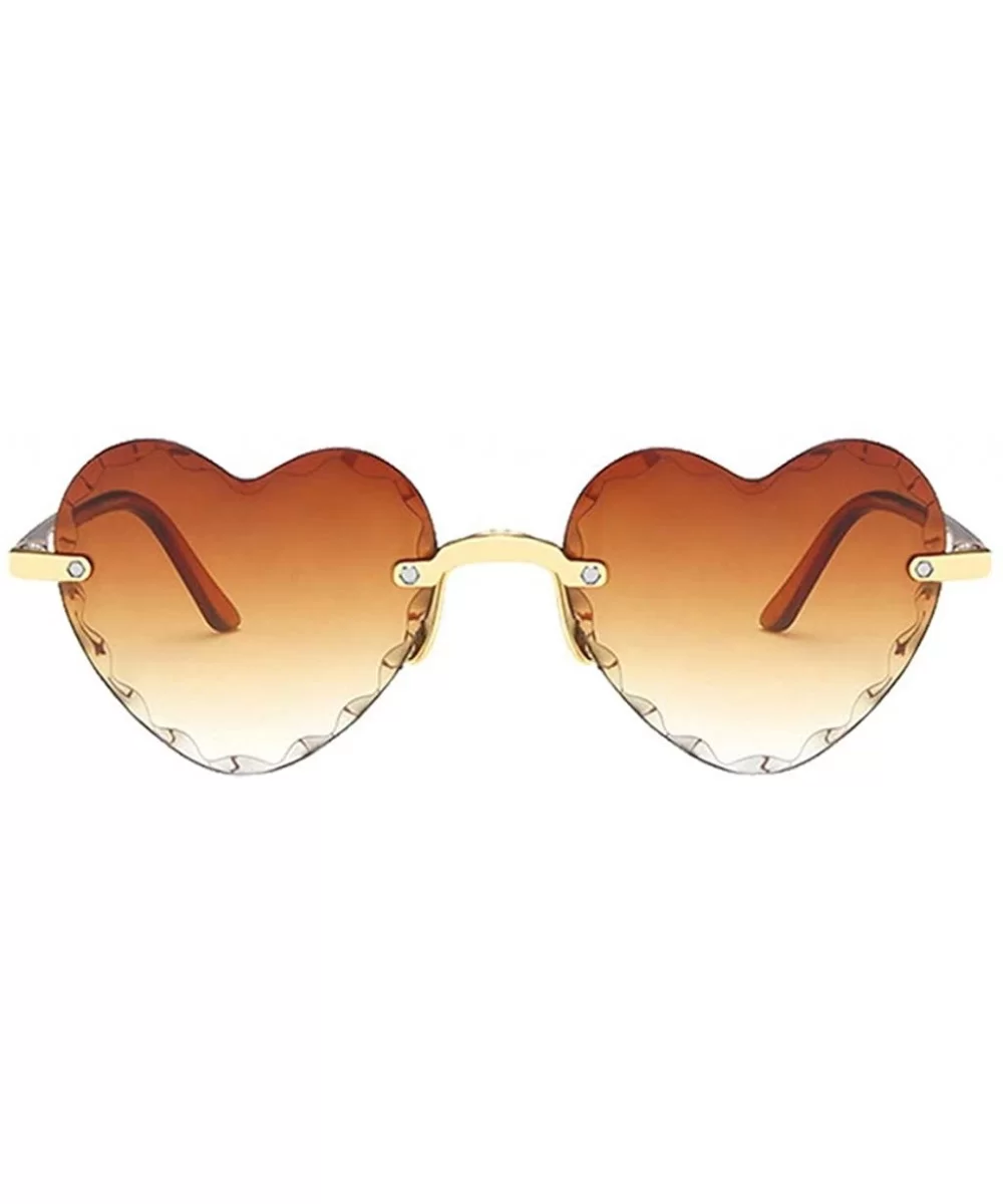 Heart Shape Sunglasses for Men Women Party Beach Holiday Rimless Sunglasses Eyewear Fashion Accessories - C - CI190L78AKY $5....