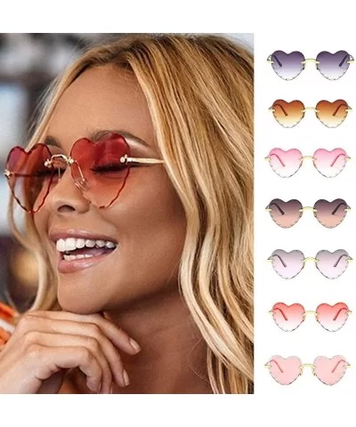 Heart Shape Sunglasses for Men Women Party Beach Holiday Rimless Sunglasses Eyewear Fashion Accessories - C - CI190L78AKY $5....