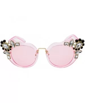 Ms. Oversized Frame Retro Cat Eye Sunglasses Fashion Design - Powder Box Powder - CV18EQIR66A $8.19 Rimless