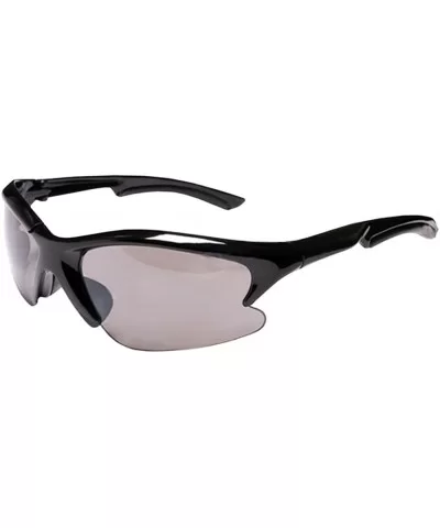 JM22 Sport Wrap Sunglasses Mirror lens TR90 Unbreakable - Black & Smoke - CE114WXICOT $9.64 Wrap