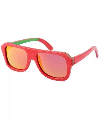 Anciere - Men's Wood Polarized Square Sunglass - Red - C217XQ53X8C $37.45 Square