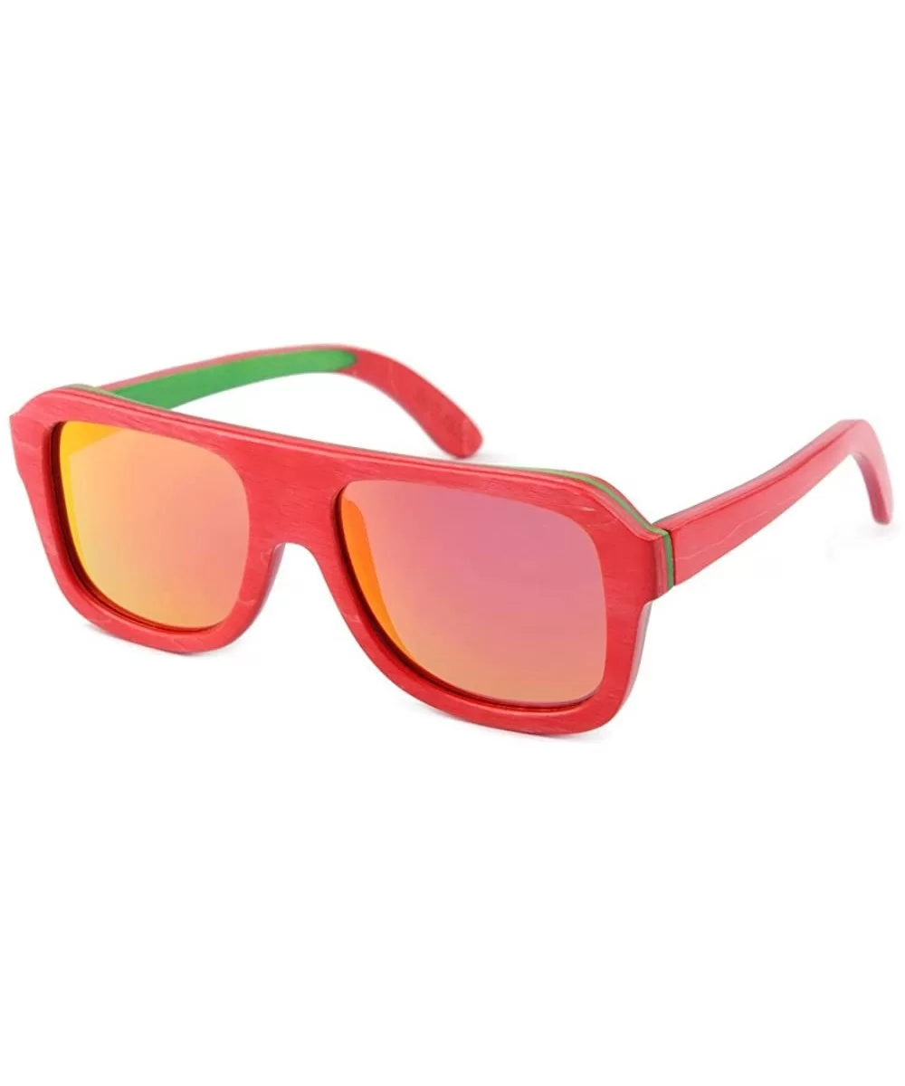 Anciere - Men's Wood Polarized Square Sunglass - Red - C217XQ53X8C $37.45 Square