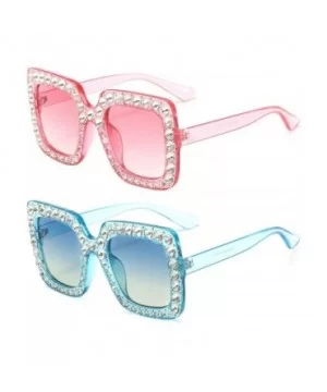 Oversized Sunglasses for Women Square Thick Frame Bling Bling Rhinestone Novelty Shades - CD18I5E20N3 $15.84 Oversized