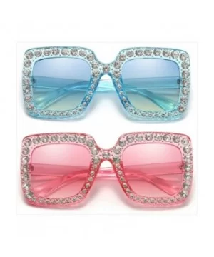 Oversized Sunglasses for Women Square Thick Frame Bling Bling Rhinestone Novelty Shades - CD18I5E20N3 $15.84 Oversized