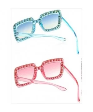 Oversized Sunglasses for Women Square Thick Frame Bling Bling Rhinestone Novelty Shades - CD18I5E20N3 $15.84 Oversized