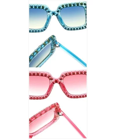 Oversized Sunglasses for Women Square Thick Frame Bling Bling Rhinestone Novelty Shades - CD18I5E20N3 $15.84 Oversized