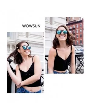 Polarized Sunglasses for Women Vintage Retro Round Mirrored Lens - Black Frame Blue Mirrored Lens - CZ18H25REY3 $8.32 Aviator