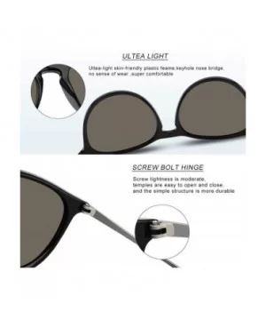 Polarized Sunglasses for Women Vintage Retro Round Mirrored Lens - Black Frame Blue Mirrored Lens - CZ18H25REY3 $8.32 Aviator