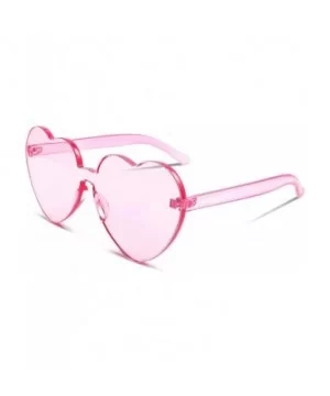 Rimless Heart Shaped Sunglasses Women One Piece Fashion Love Glasses B2419 - Pink - CM18CMOTO4G $6.79 Oversized